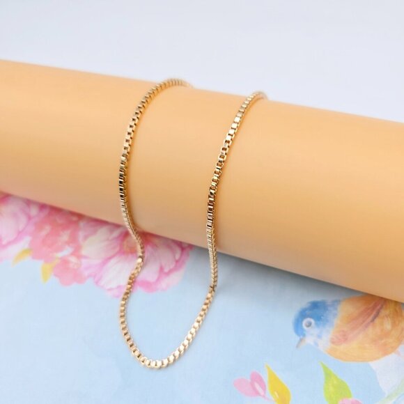 "Rose Gold Plated Square Link Chain Necklace for Women – 48cm, XPNL0114 - Picture 1 of 12